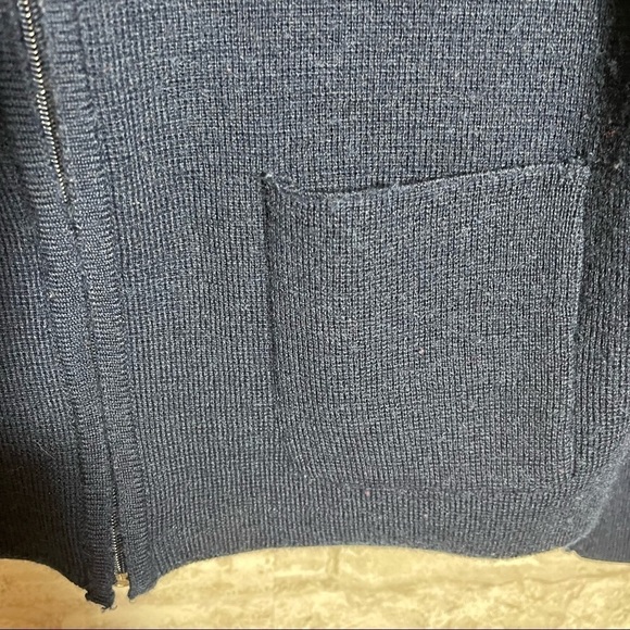 VICTORIA JONES Petite Navy Zip Up Wool Blend Cardigan Sweater Sz M - Picture 3 of 5